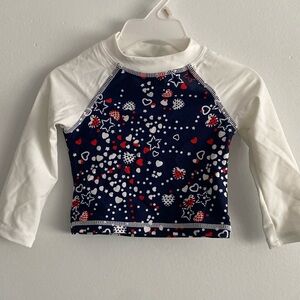 🧡 Buy 1 Get 2 Free! Red White and Blue Star Swim Top Long Sleeve